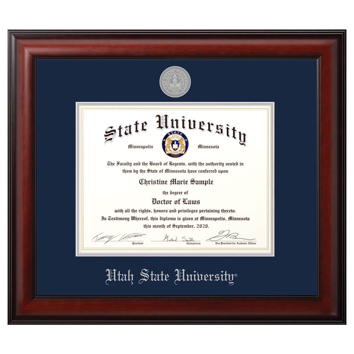 Utah State Meridian Diploma frame.
